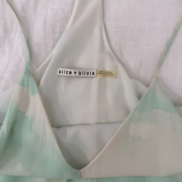 Alice + Olivia Silk Green and White Mini Dress - Picture 2 of 4